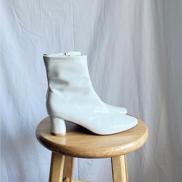 White Faux Leather Ankle Boots (NWOT) - Picture 1 of 4